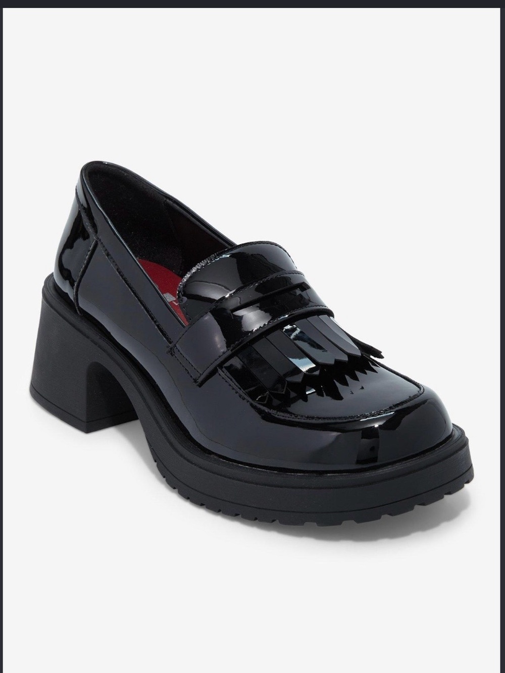 Dirty Laundry Black Patent Chunky Platform Heel Sole Penny Loafer